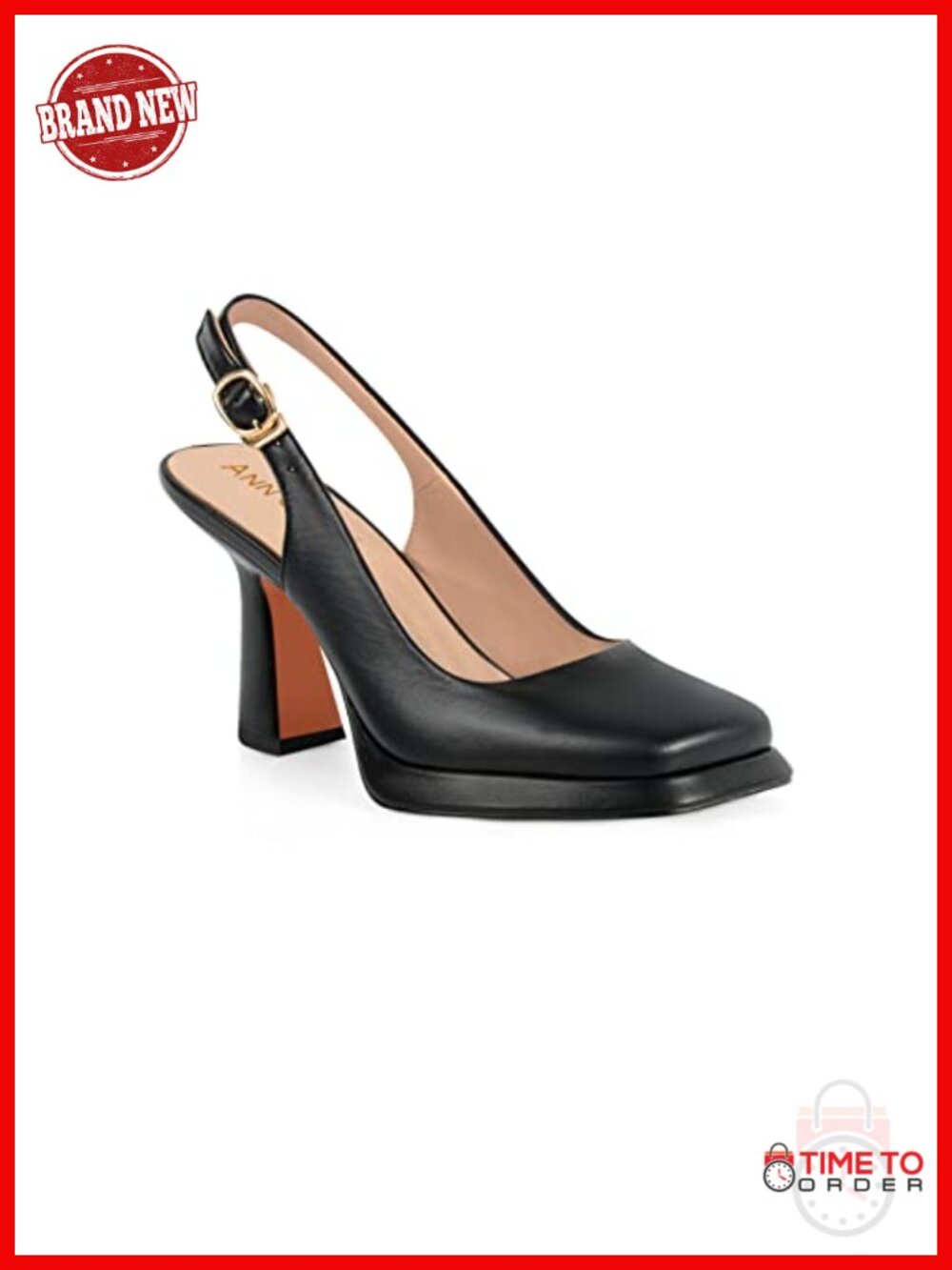 ANN CREEK Women's Platform Slingback Heels Square Toe Faux Leather Pumps